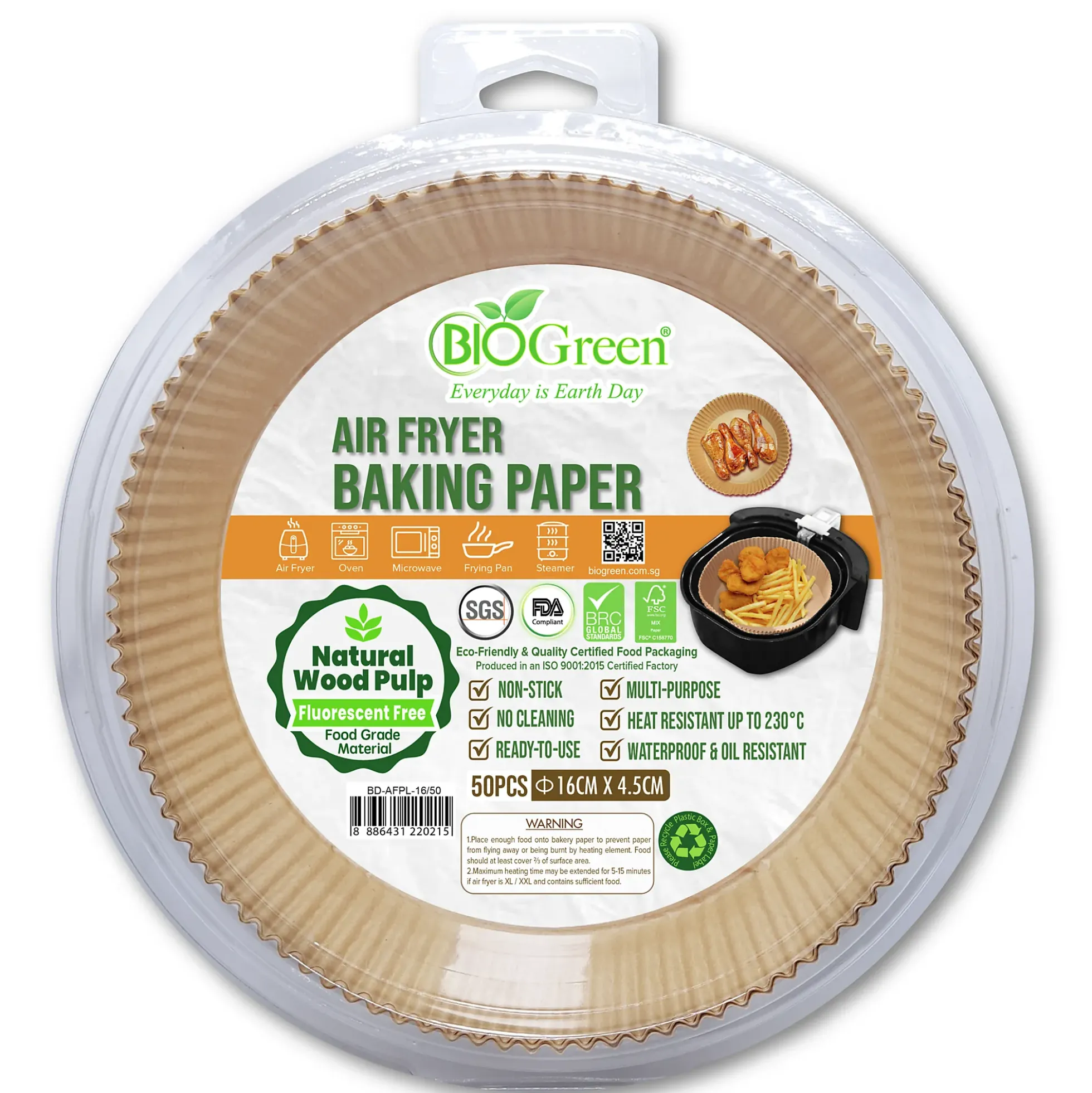 Airfryerpapir runde ø16cm 50stk