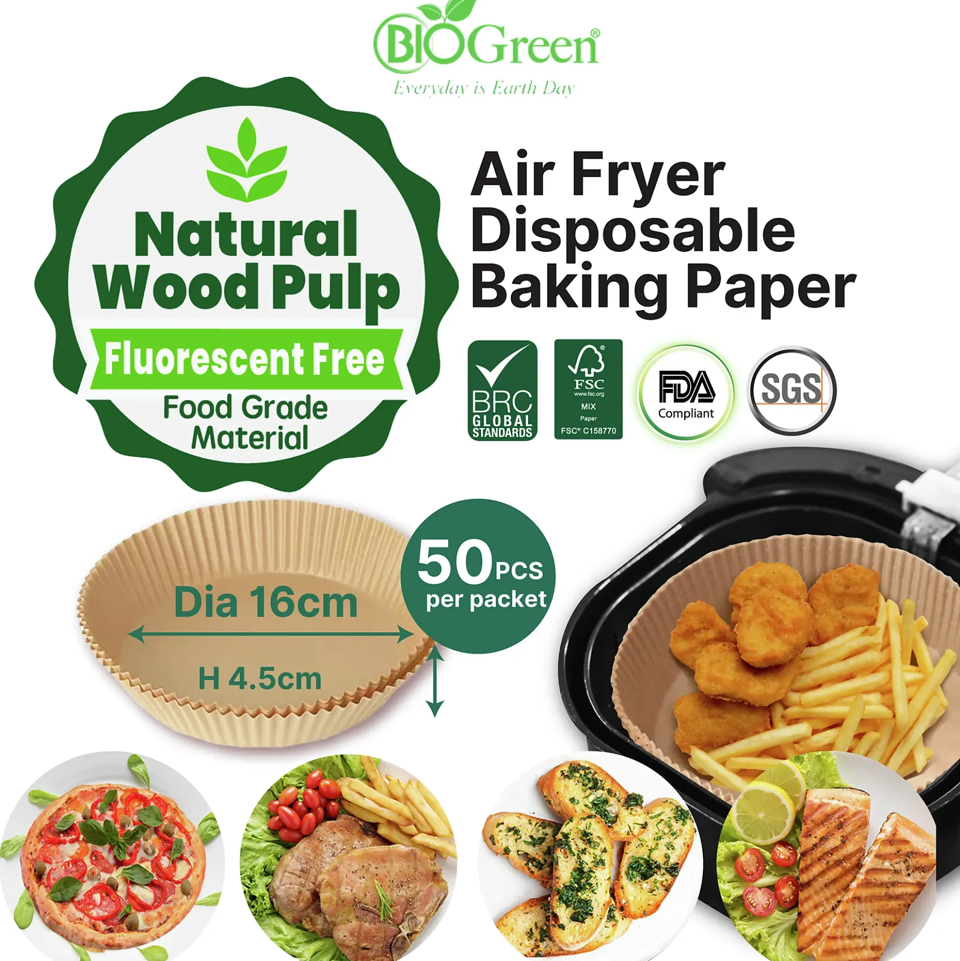 Airfryerpapir runde ø16cm 50stk