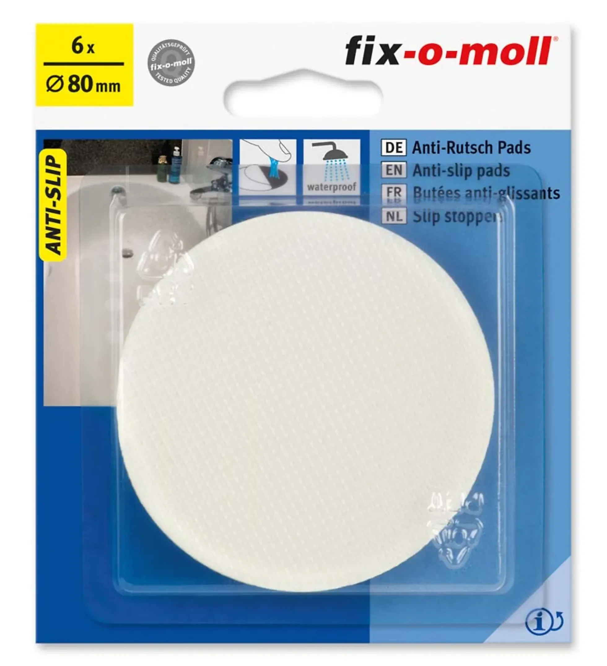 Antiskli pads for bad og dusj ø80mm 6stk