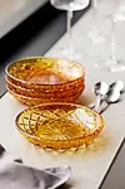 Asjett Sorrento amber 16cm 4stk