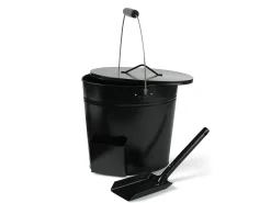 Askebøtte sort metall med spade 15,6l