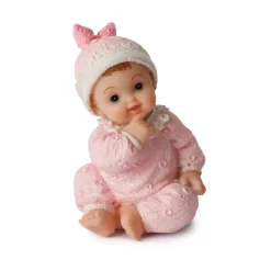 Baby sittende rosa 8cm