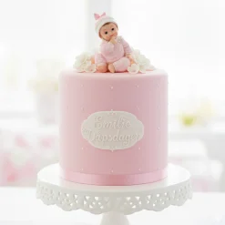 Baby sittende rosa 8cm