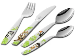 Barnebestikk Jungle 4 deler 18/10 gaffel - kniv - skje - lit