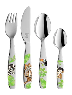 Barnebestikk Jungle 4 deler 18/10 gaffel - kniv - skje - lit