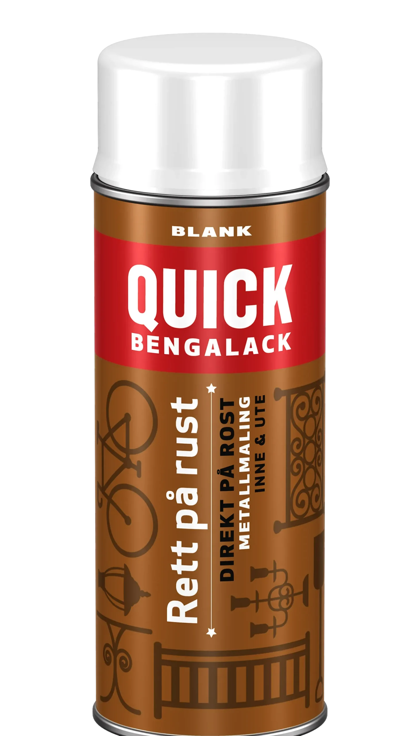 Bengalack Rett på rust spray hvit blank 400ml