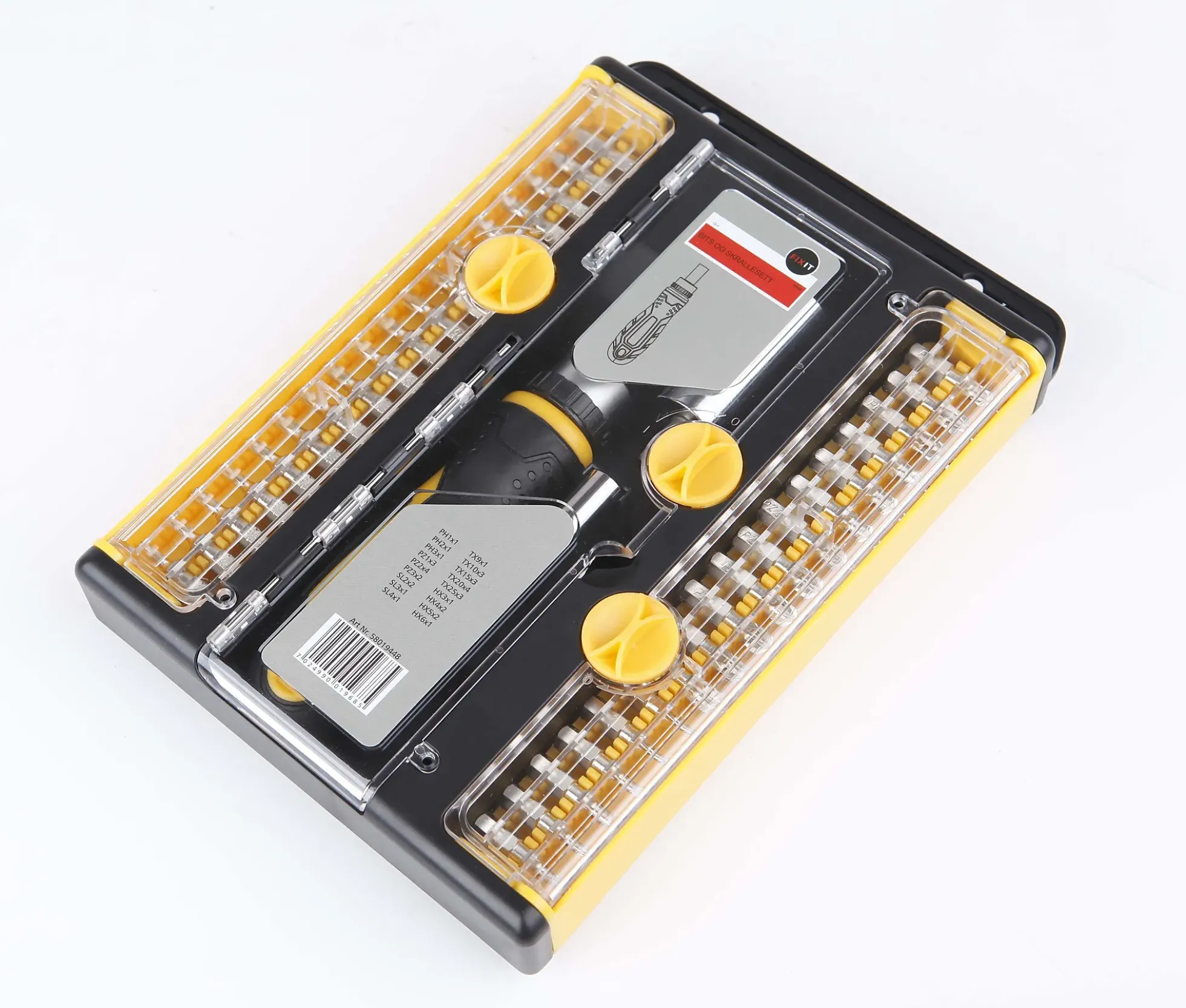 Bits og skrallesett 39del med universal pipe og 36 bits