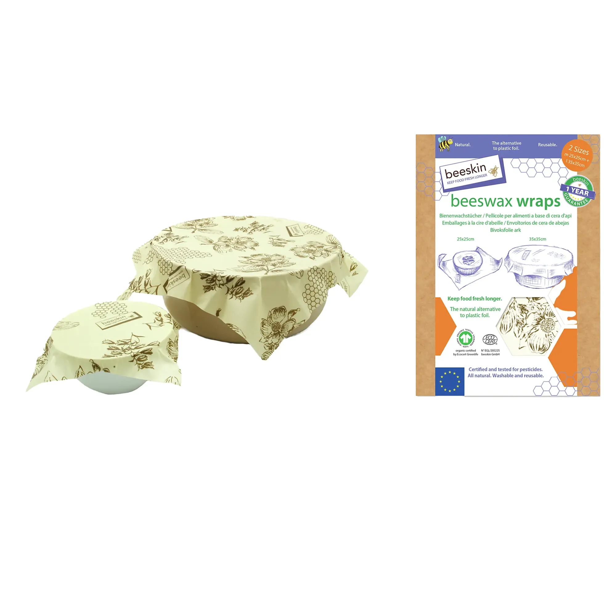 Bivokspapir ark medium og large 2stk assortert