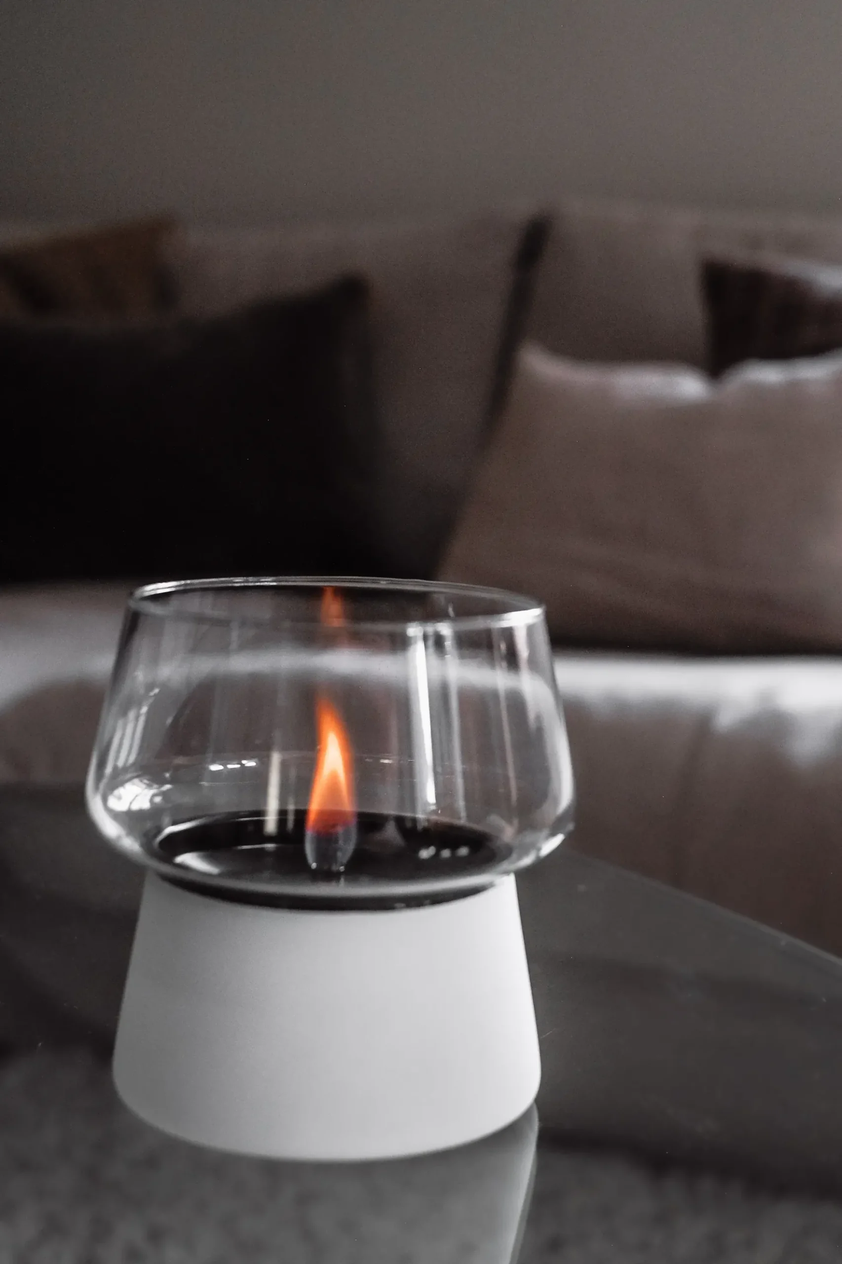 Bordlykt 14cm hvit Amaryllis metall glass