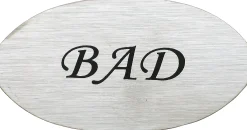 Dørskilt bad oval matt krom