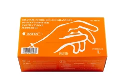 Engangshansker ekstra tykke oransje nitril 100 pk. Str. L