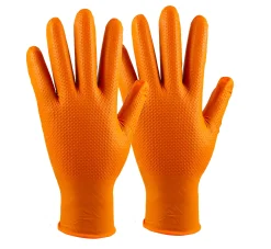 Engangshansker ekstra tykke oransje nitril 100 pk. Str. M
