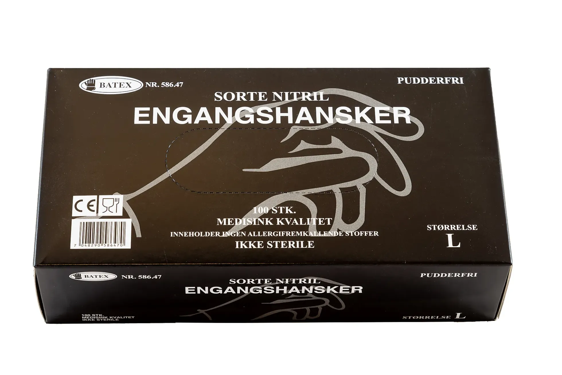 Engangshansker pudderfri sorte nitril 100 pk. Str. S