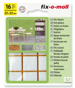 FILT TIL STOL&BORD 22X22MM HVIT F16STK FIX-O-MOL