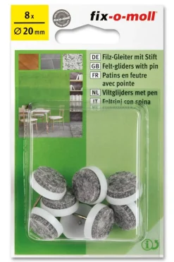 Filtknott med stift til stol og bordben ø20mm hvit 8stk
