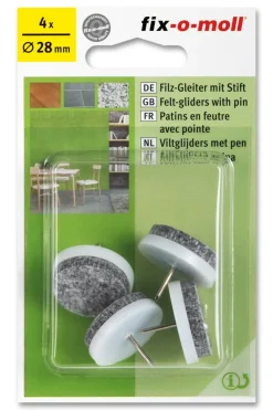 Filtknott med stift til stol og bordben ø28mm hvit 8stk