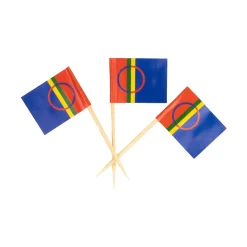 Flagg samisk med trepinne 12stk