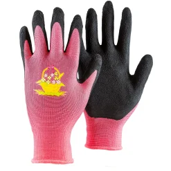 Hagehanske barn rosa med latexbelegg i håndfalten Str. 6