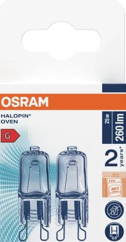 Halogen Pin G9 Oven 25w 260lm klar Dimbar Varmhvit 2stk