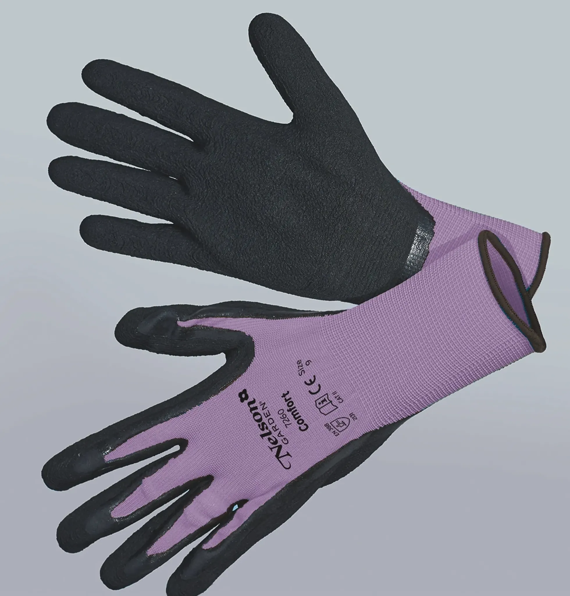 Hanske Comfort str 8 lilla/svart