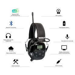 Headset Pro med bluetooth,DAB+, FM, Skjerm og mikrofon