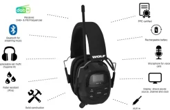 Headset Pro med bluetooth,DAB+, FM, Skjerm og mikrofon