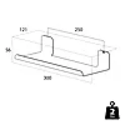 Hylle stor 30cm dobbeltsidig tape colar krom