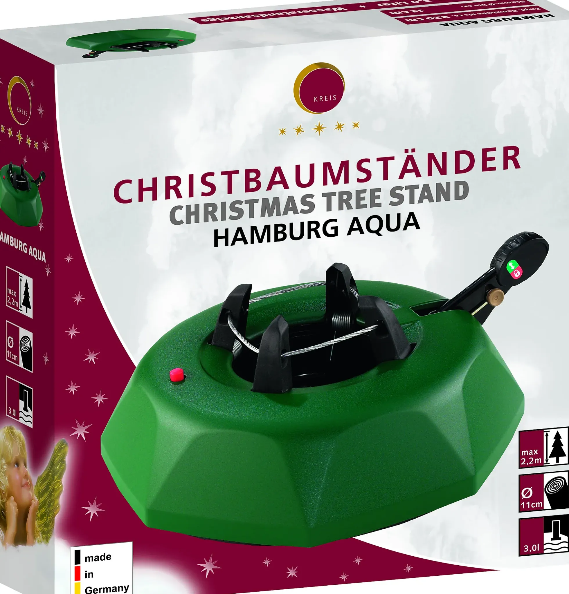 Juletrefot med pedal Hamburg Aqua 34cm