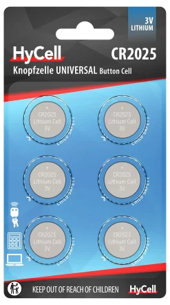 Knappcellebatteri CR2025 Lithium 6PK