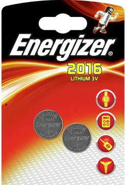 Knappcellebatteri CR2016 3V Lithium 2stk