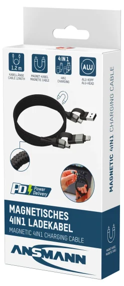 Ladekabel USB-A og USB-C til USB-C lightning magnetisk opprulli