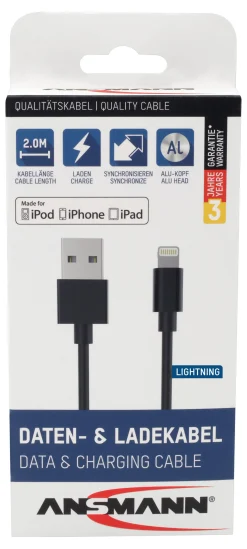 Ladekabel USB-A til Lightning 2m