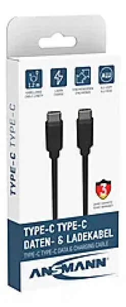 Ladekabel USB-C til USB-C 1,2m