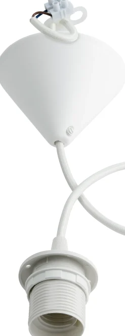Lampeoppheng E27 plast hvit tekstilkabel 1,8m