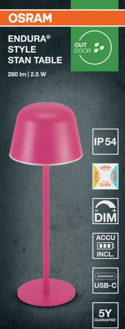 Led Bordlampe Utendørs Magenta Oppladbar Usb