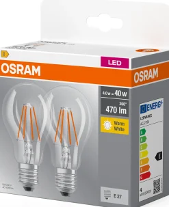 LED Classic A 40 klar E27 2700K 2stk
