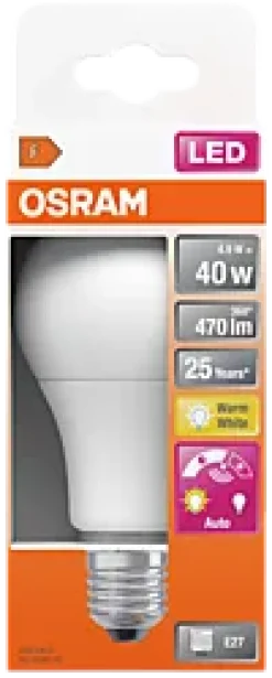 LED Classic A 40 6W 2700K daylight sensor E27