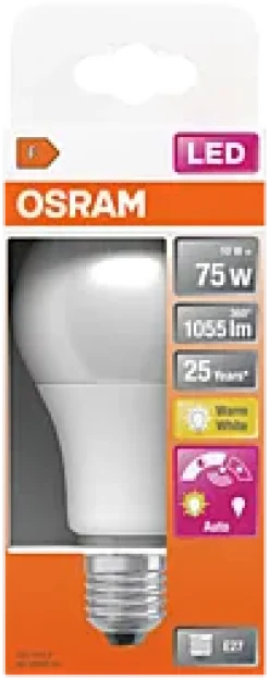 LED Classic A 75 10W 2700K daylight sensor E27