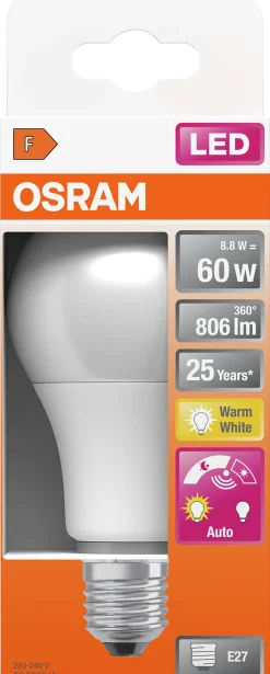 LED Classic A 60 9W 2700K daylight sensor E27