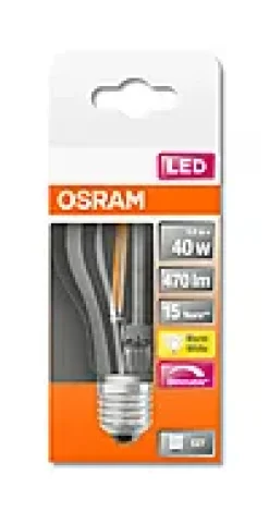 LED Classic A 40 4,5W 2700K klar dim E27