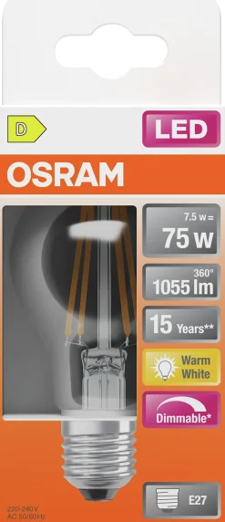 LED Classic A 75 9W 2700K klar dim E27
