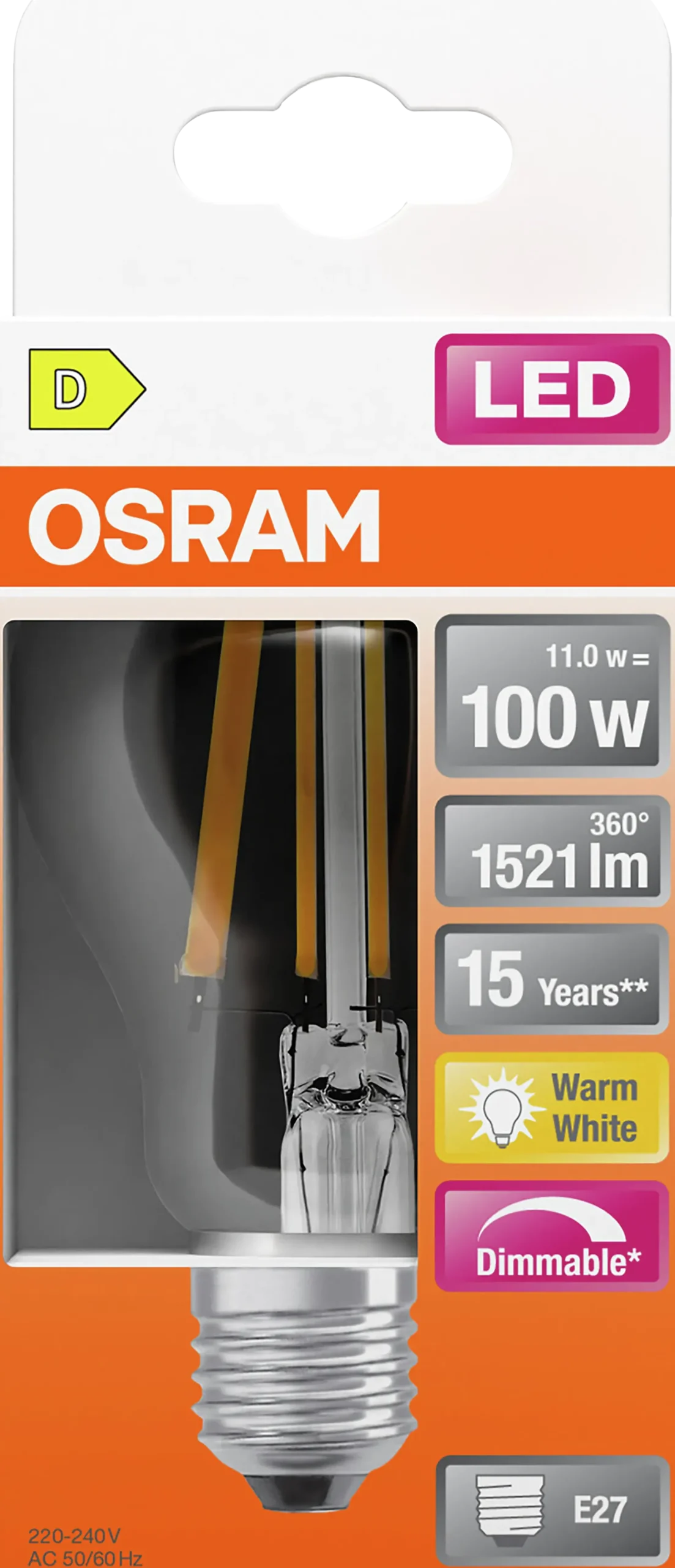 LED Classic A 100 12W 2700K klar dim E27