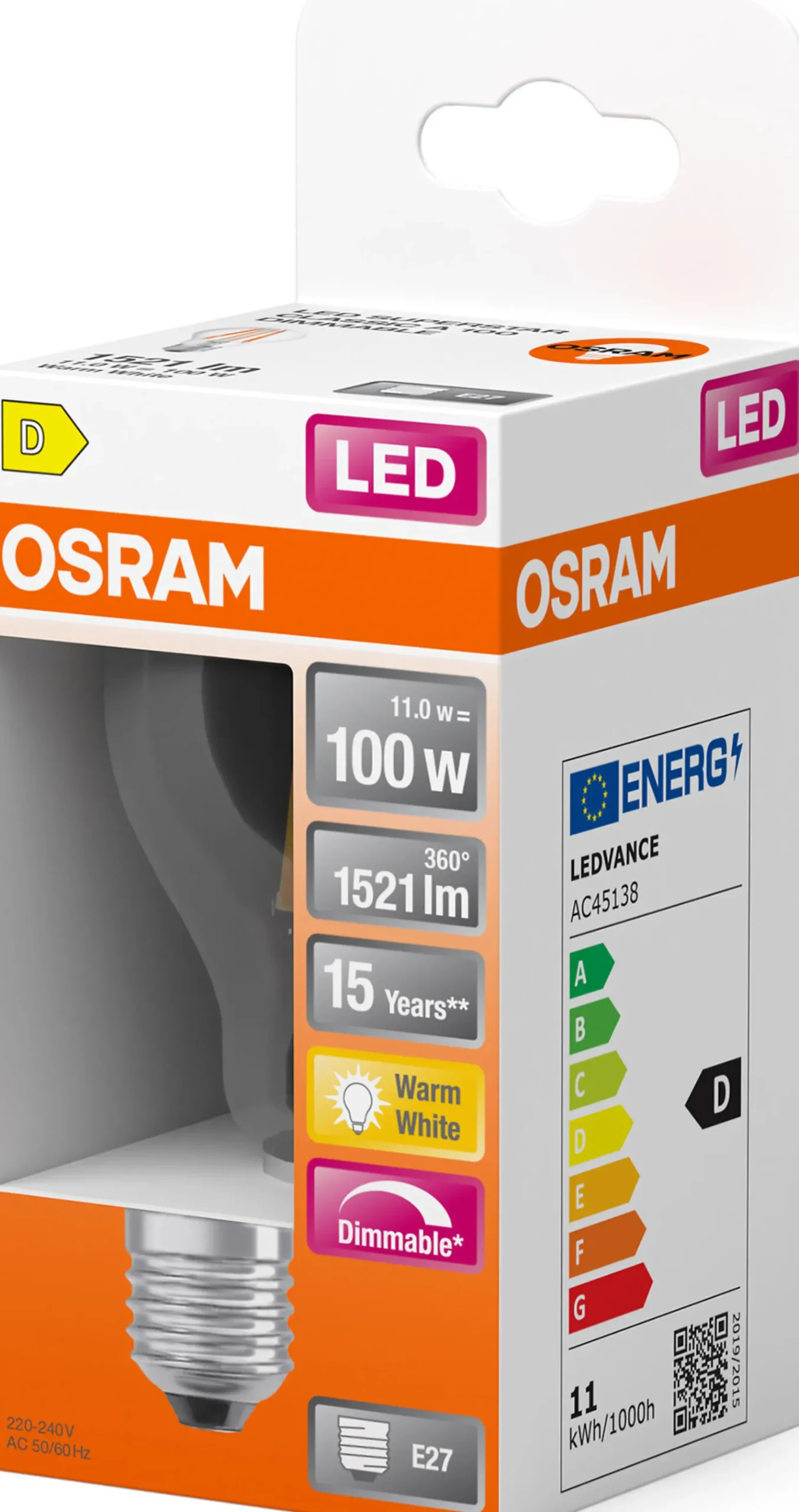 LED Classic A 100 12W 2700K klar dim E27