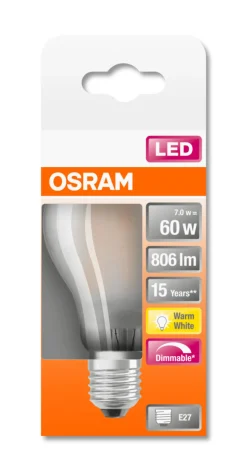 LED Classic A 60 7W 2700K matt dim E27