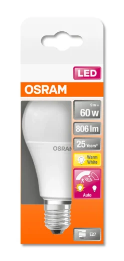 LED Classic A 60 9W 2700K motion sensor E27