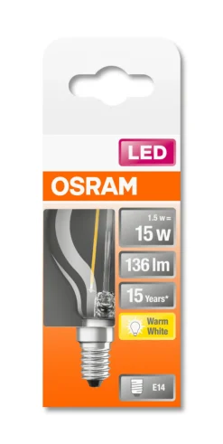 LED Classic P 15 1.5W 2700K klar E14