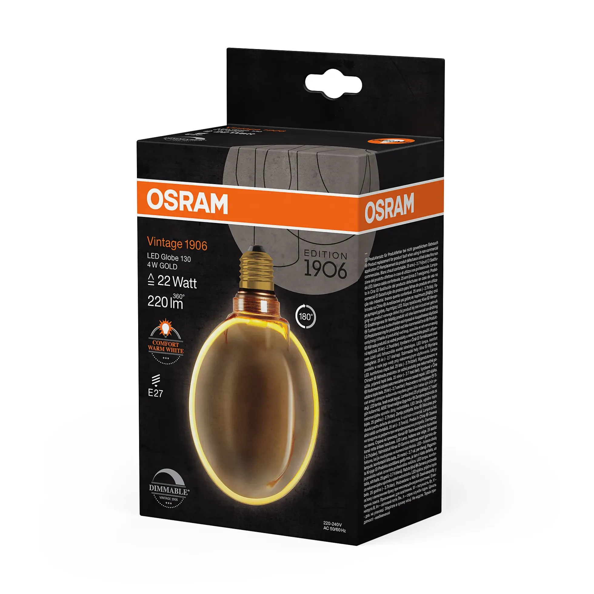 Led Dekorasjonspære E27 Ø130 22 220lm Gold Dim Ekstra Varm
