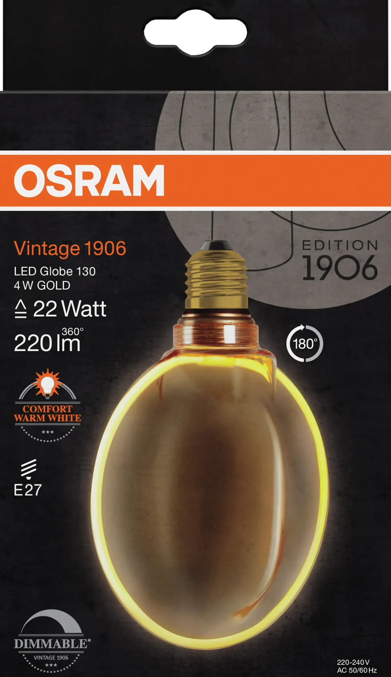 Led Dekorasjonspære E27 Ø130 22 220lm Gold Dim Ekstra Varm