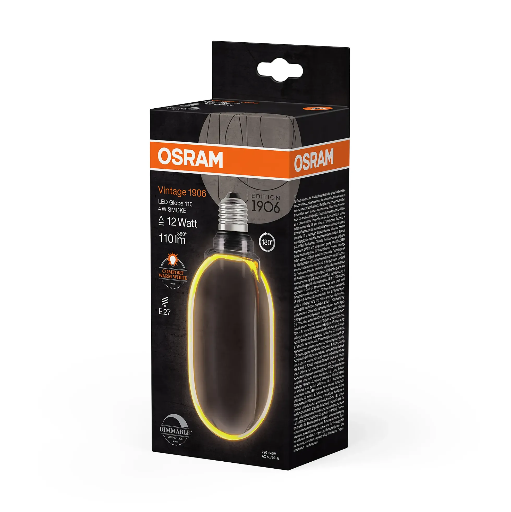 Led Dekorasjonspære E27 Ø100 12 110lm Smoke Dim Ekstra Varm