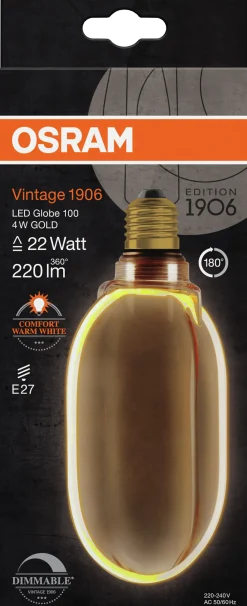 Led Dekorasjonspære E27 Ø100 22 220lm Gold Dim Ekstra Varm